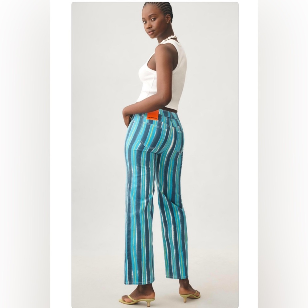ANTHROPOLOGIE SIMON MILLER ASTRO HIGH-RIZE WIDE LEG JEANS BLUE SIZE 30 NWT - Picture 3 of 15